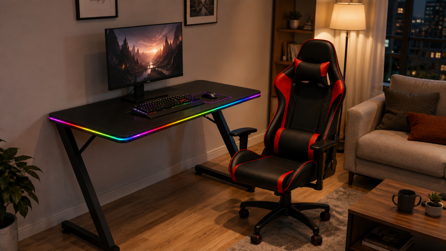 The same DS gaming desk and chair in a contemporary living space